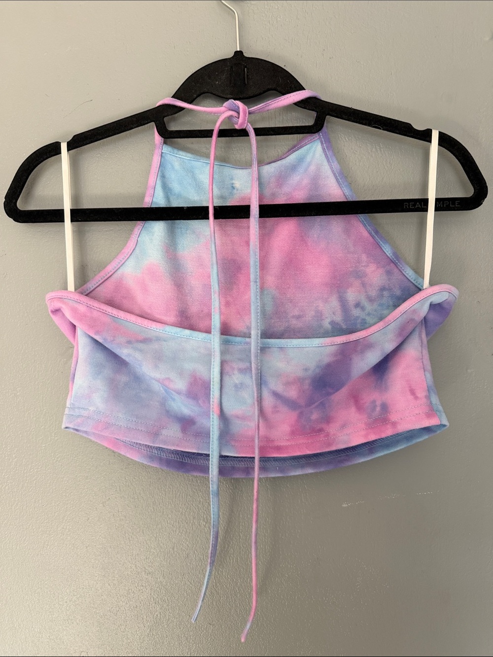 Women’s Y2K Hippie Festival Boho Pastel Tie-Dye Halter Crop Top Size Medium - Picture 3 of 3